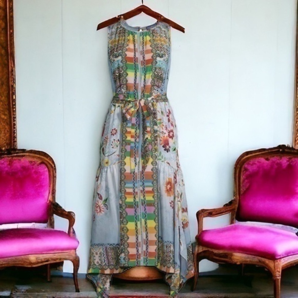 Johnny Was silk RAINBOW NAIA DRESS NWT - Picture 4 of 12